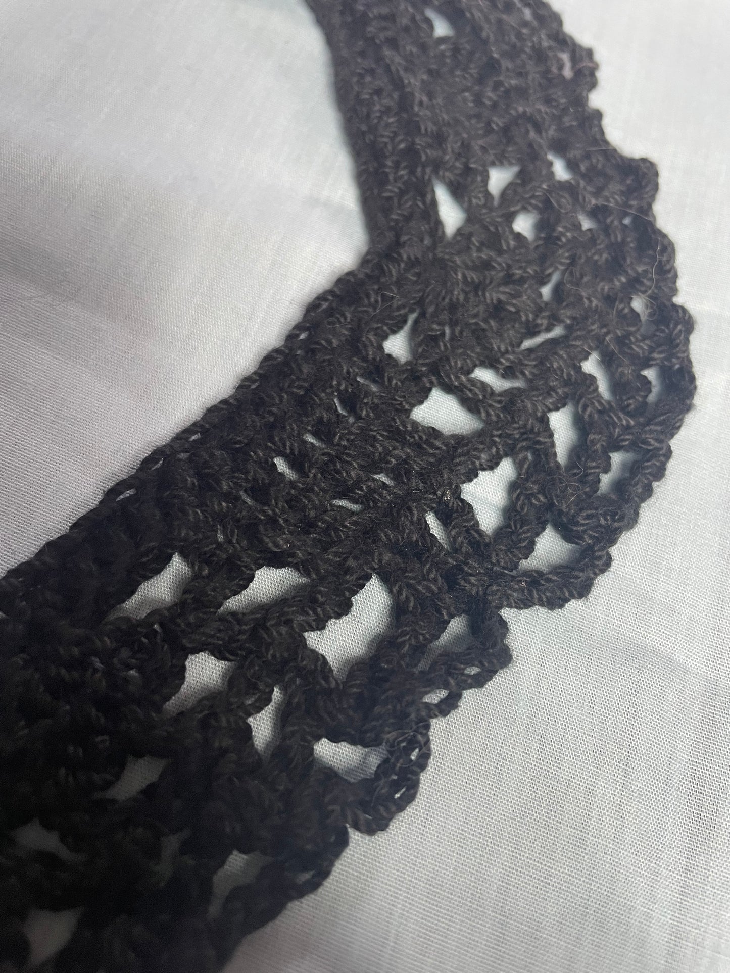 Crochet Black Collar with Moon Pendant Clasp