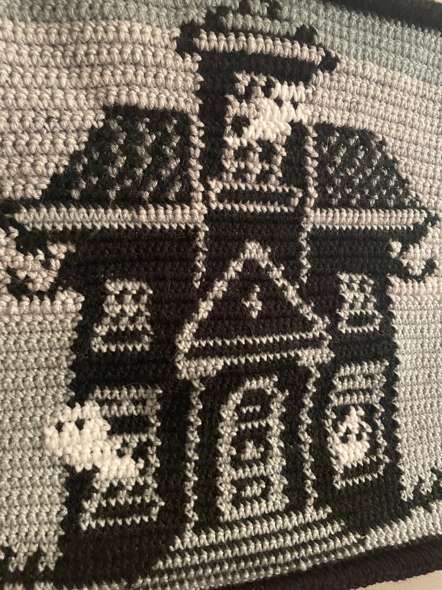 Crochet Haunted House Hanging Tapestry