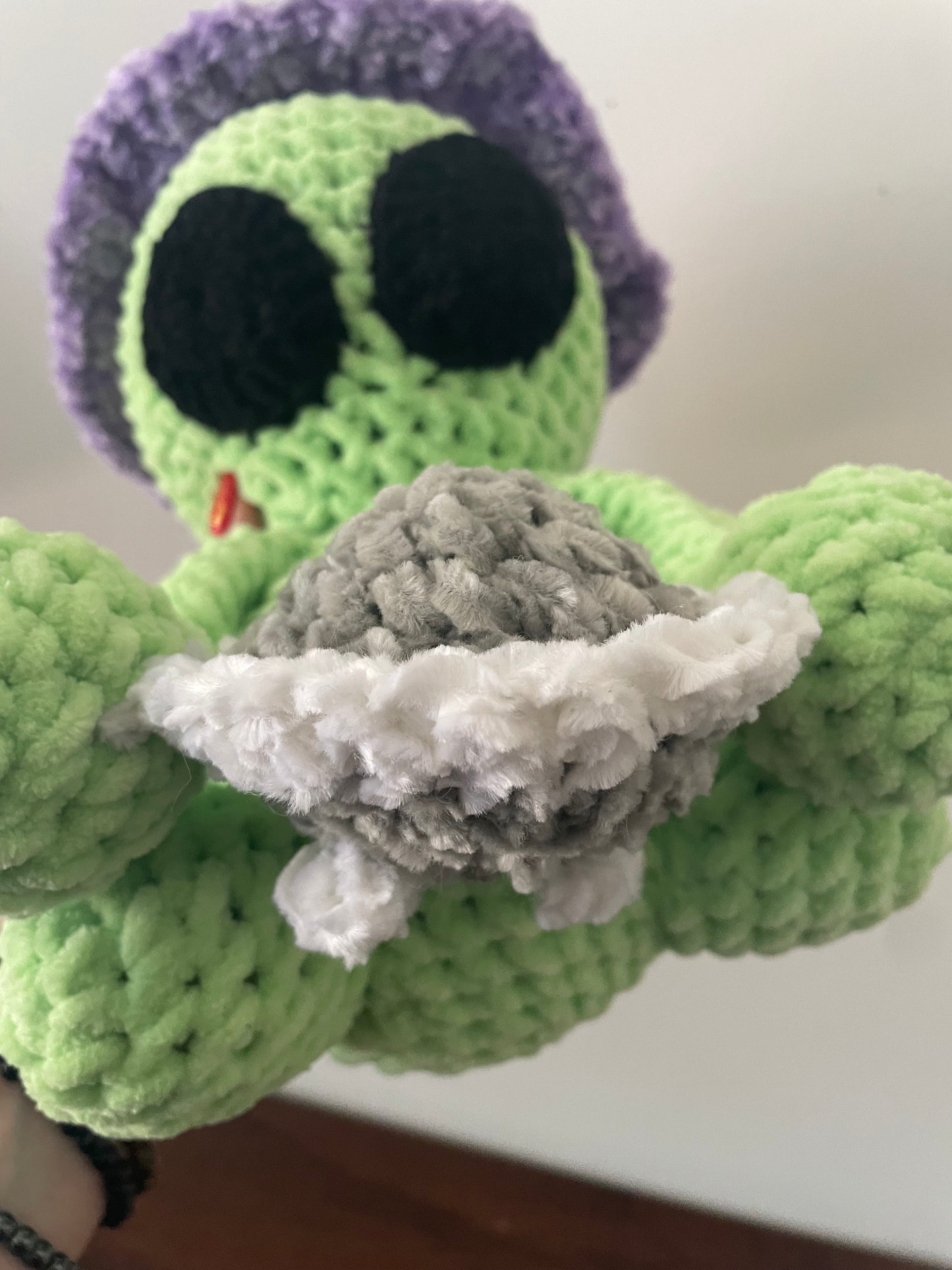 Crochet Alien Plush with Glow in the Dark UFO & Hat