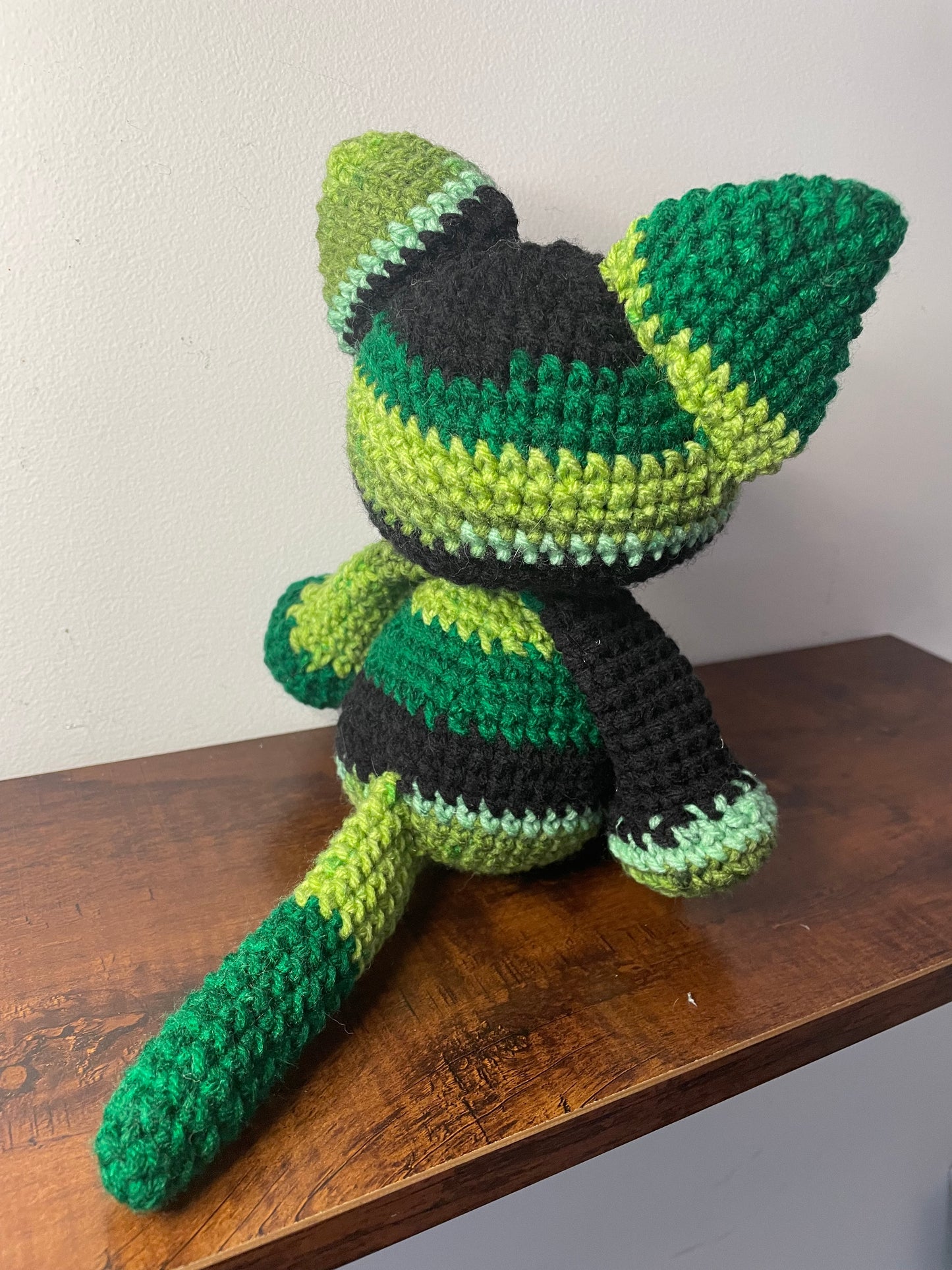 Crochet Green Stripe Zombie Kitty Plush
