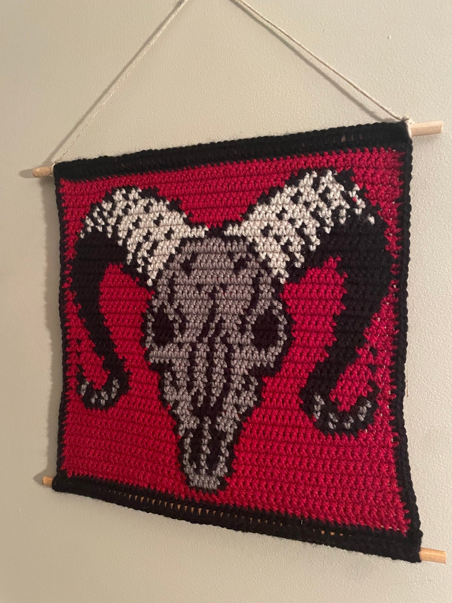 Crochet Ram Skull Hanging Tapestry