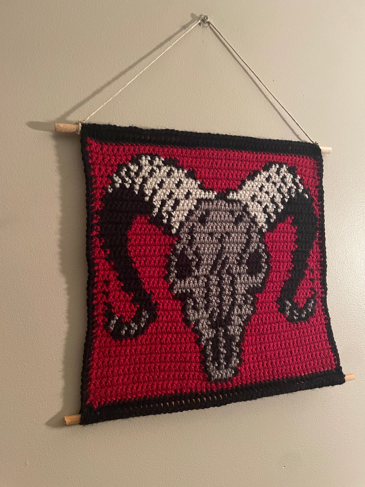 Crochet Ram Skull Hanging Tapestry