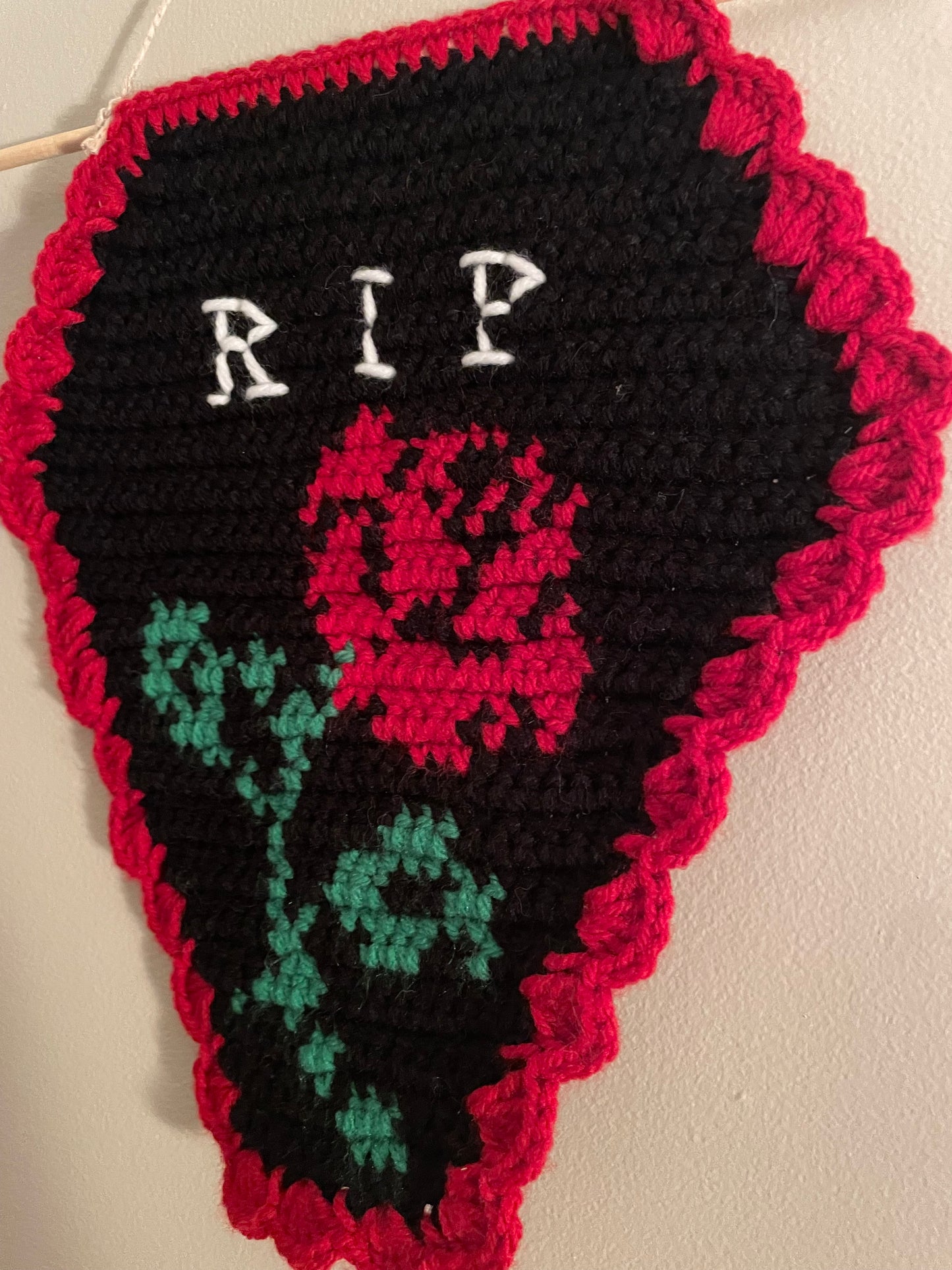 Crochet Rose Coffin Hanging Tapestry