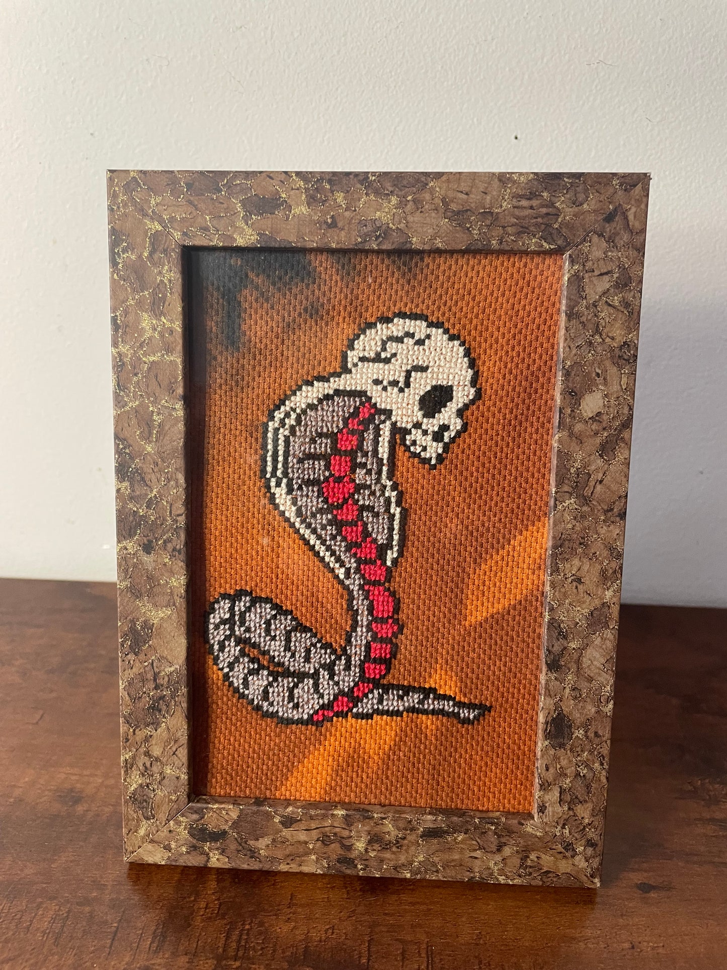 Cross Stitch Cobra Skull Framed