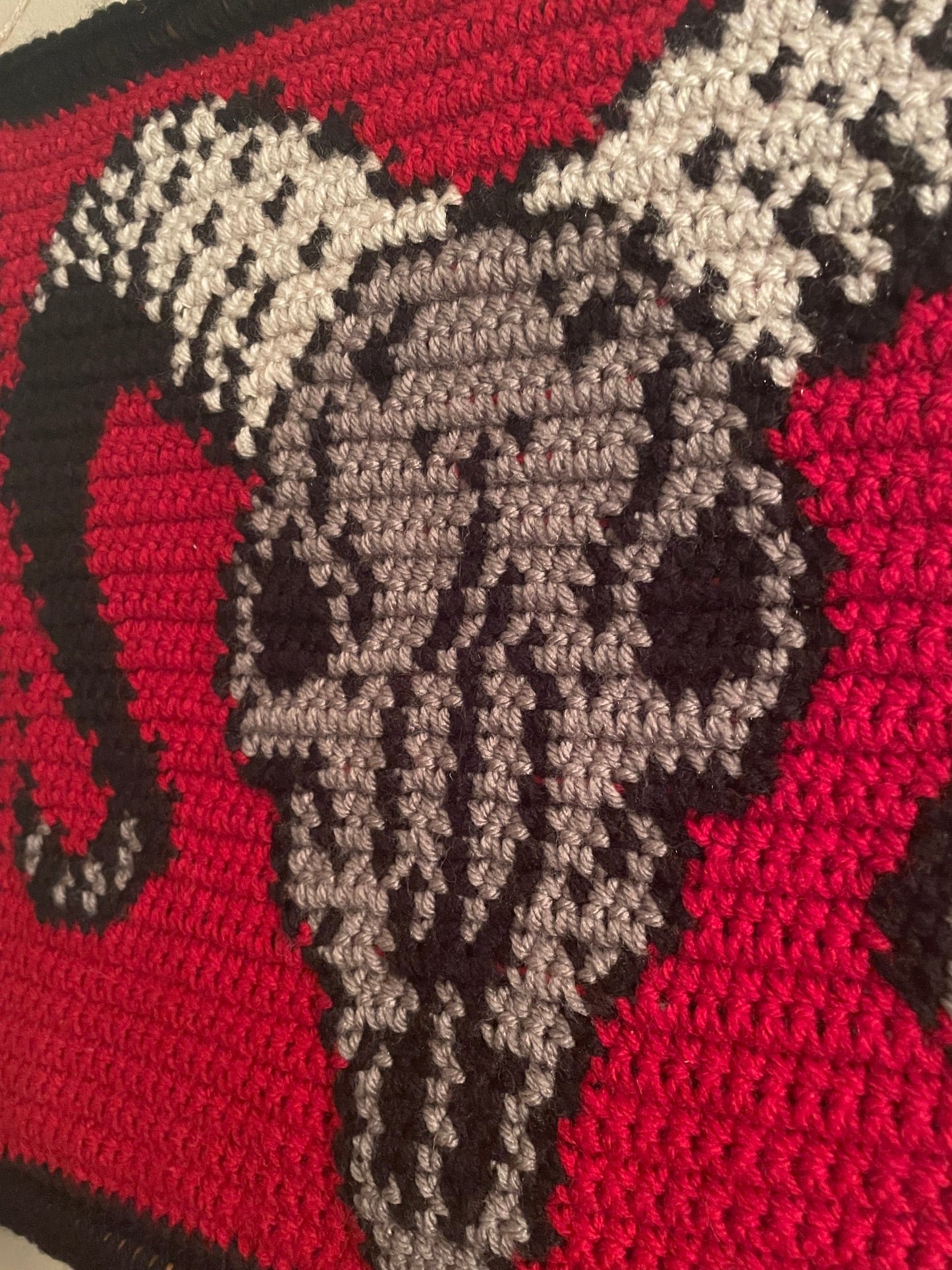 Crochet Ram Skull Hanging Tapestry