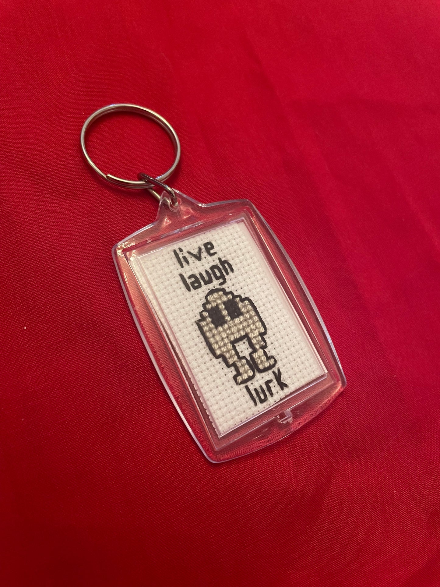 Cross Stitch Live Laugh Lurk Cryptid Keychains
