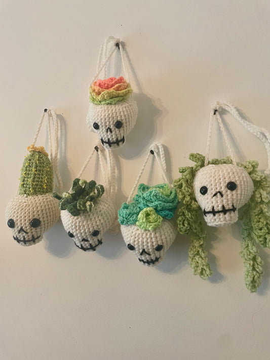 Crochet Hanging Skull Planter