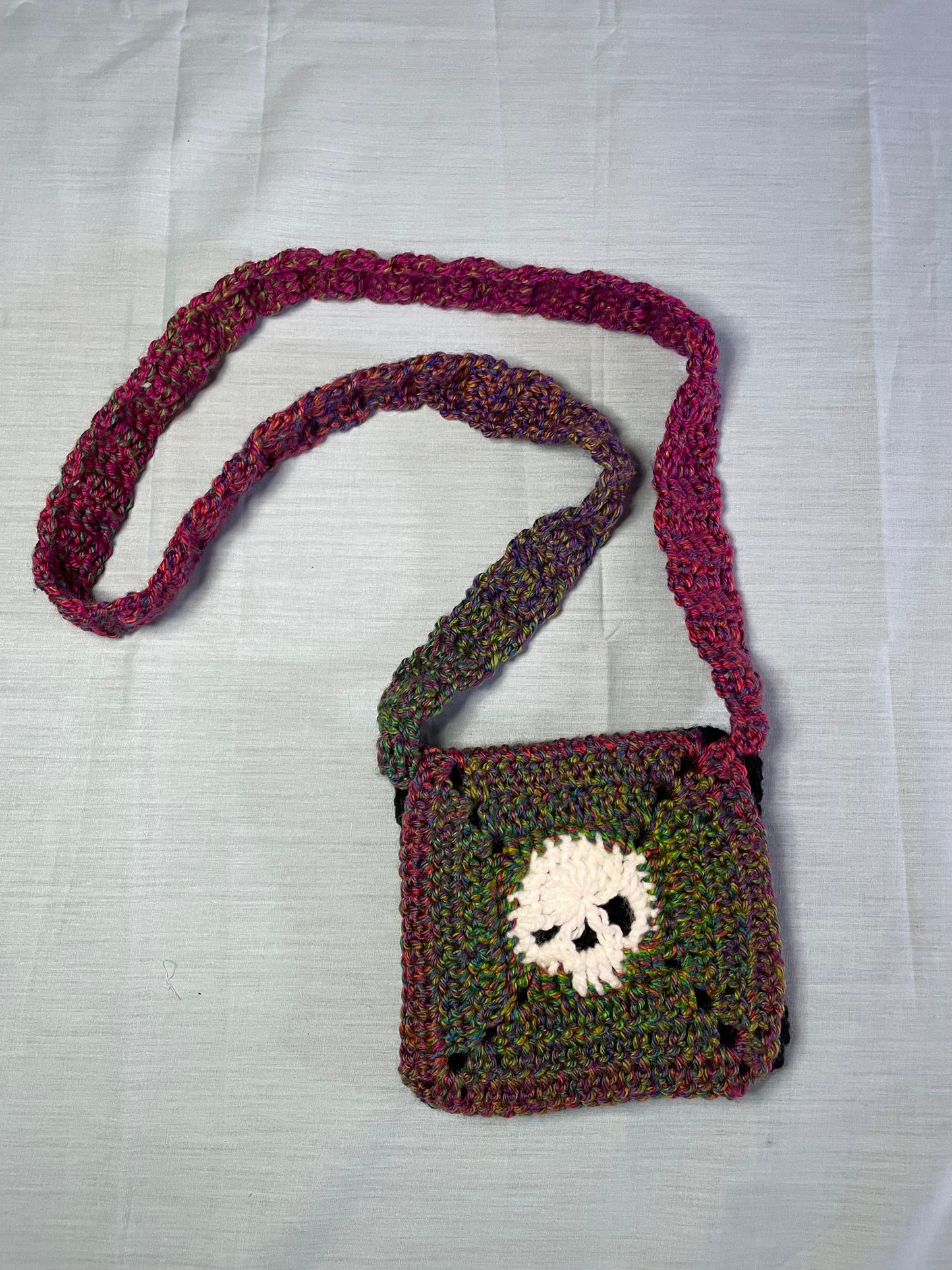 Crochet Skull Mini Messenger Bag