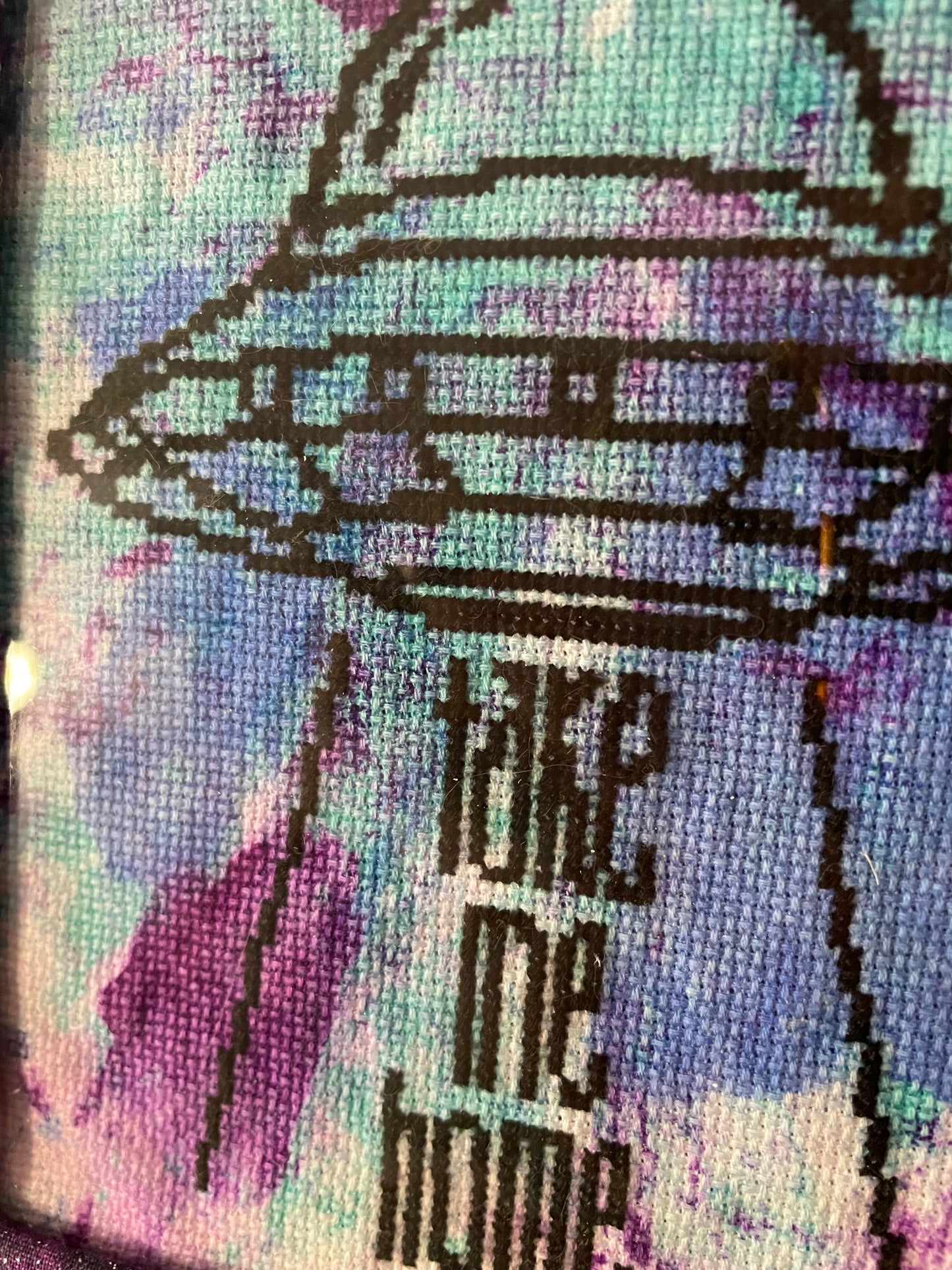 Cross Stitch Tie Dye Country Roads UFO Framed