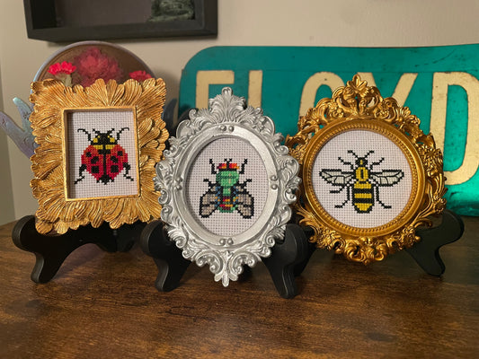 Cross Stitch Framed Bug Minis