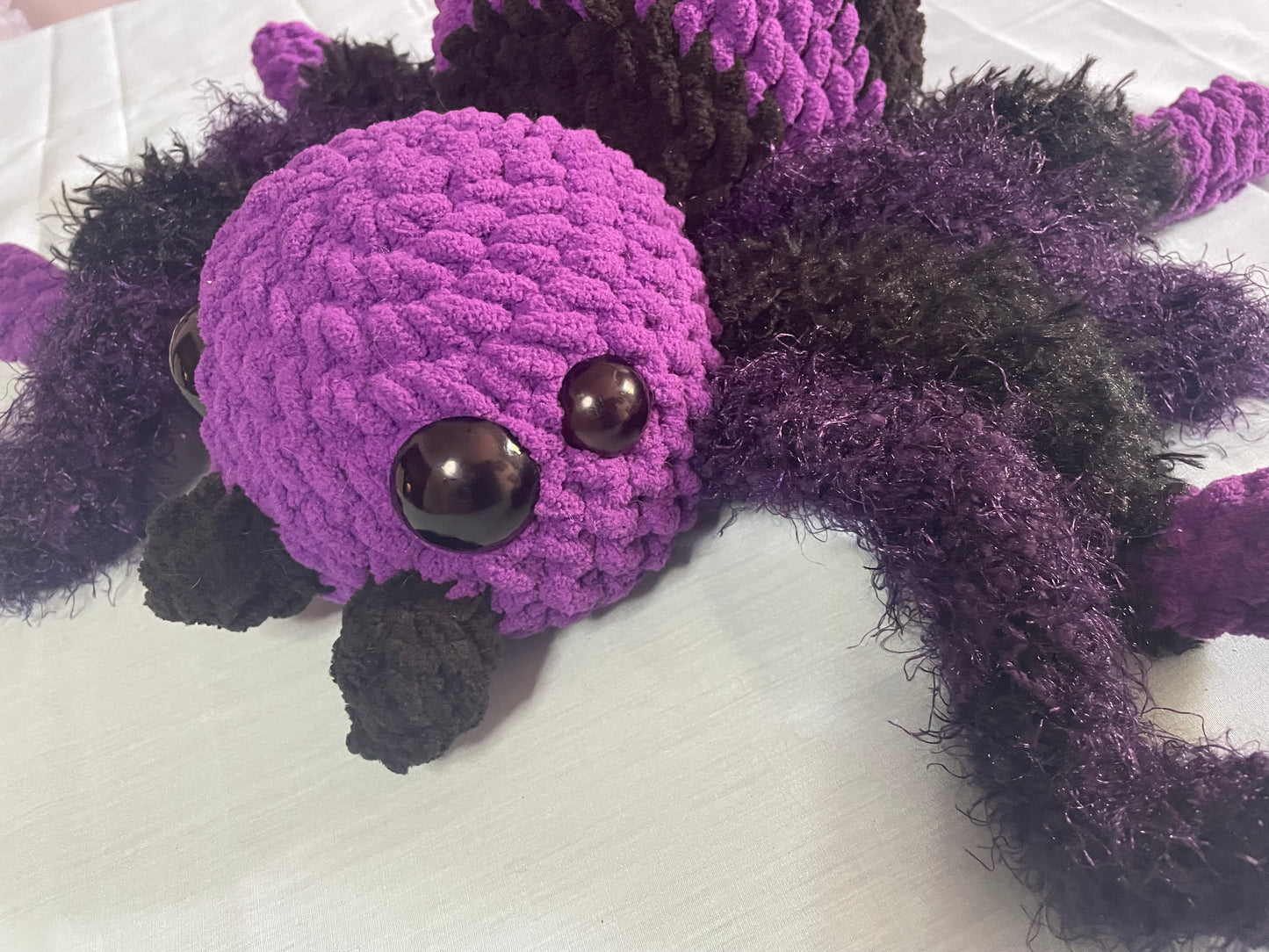 Crochet Purple Furry Leg Spider Plush