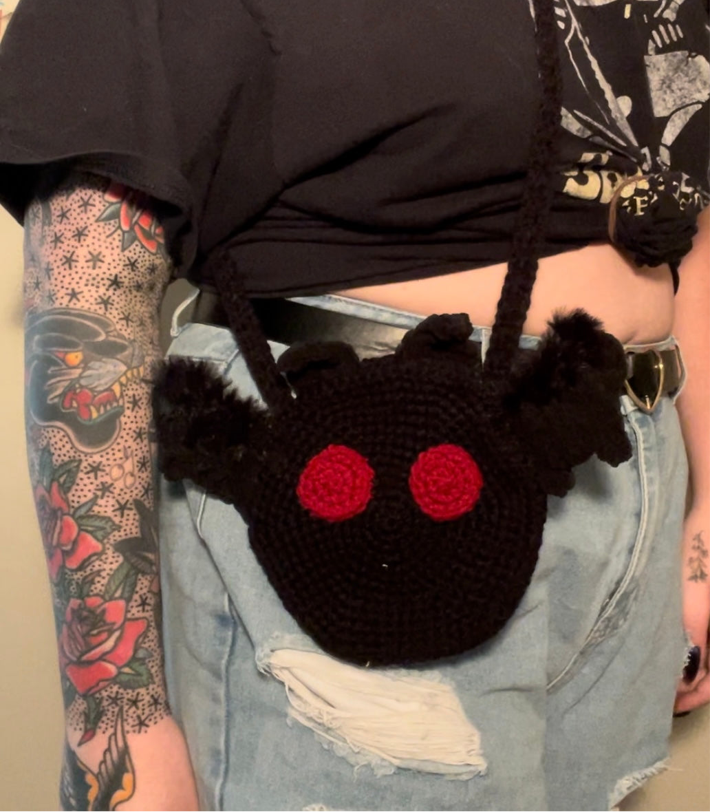 Crochet Mini Mothman Crossbody Bag