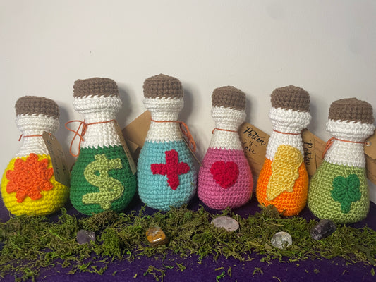 Crochet Herbal Magic Potion Bottles