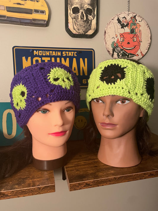 Crochet Skull Granny Square Headbands