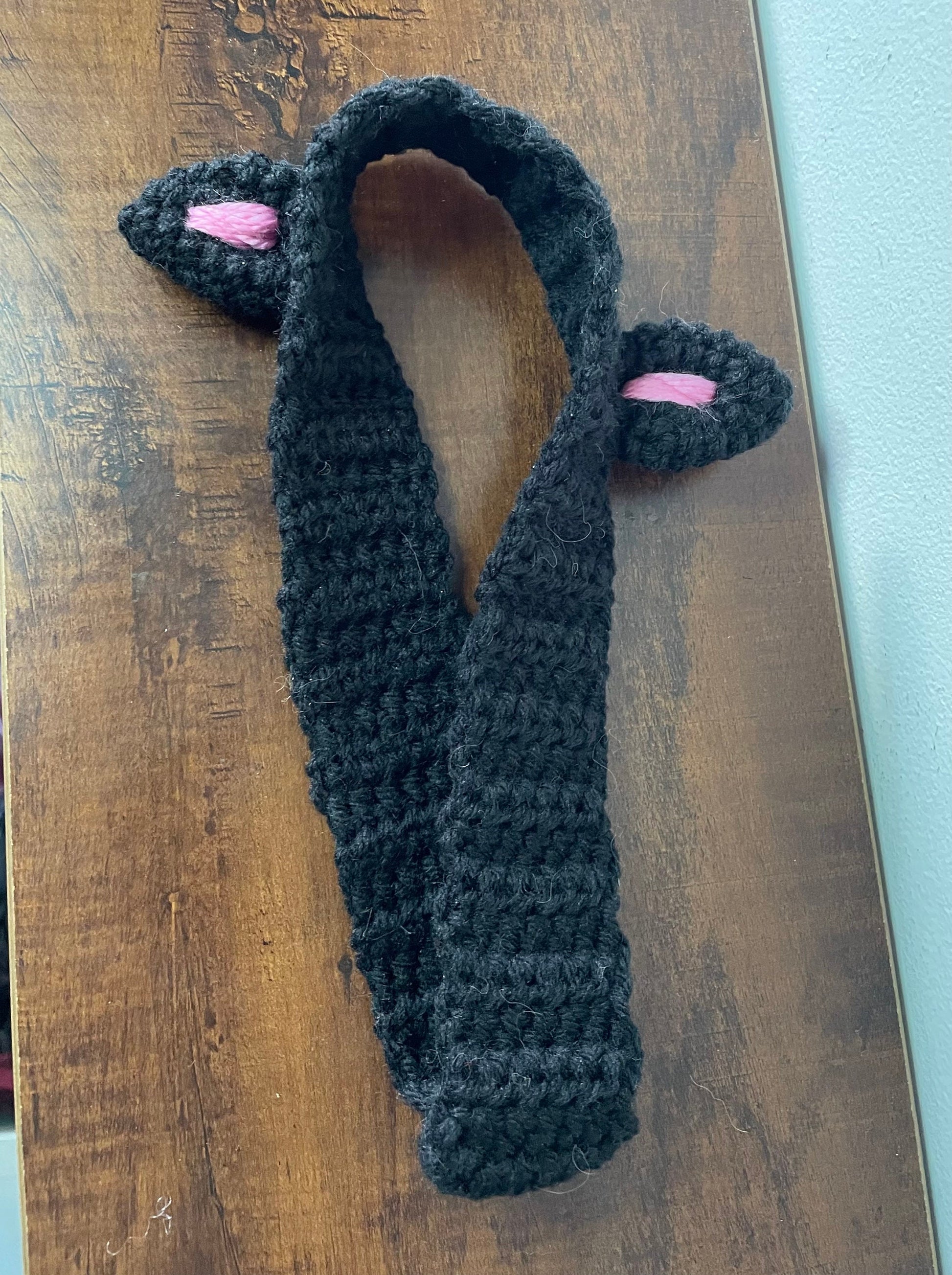 Crochet Lil Black Cat Ears Headband / Cute Alt Goth Unique Gift