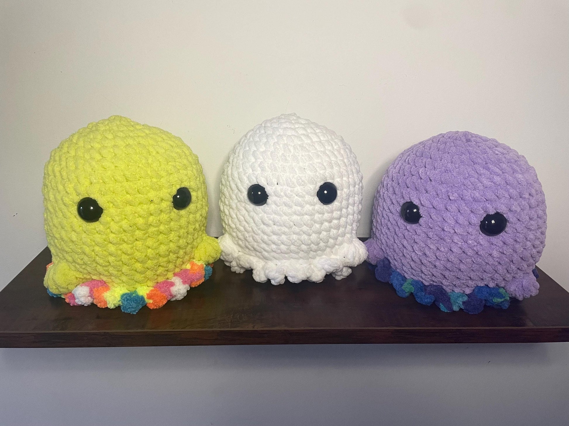 Handmade Crochet Ghost Buddy Plush / Multicolor Amigurumi Unique Gift