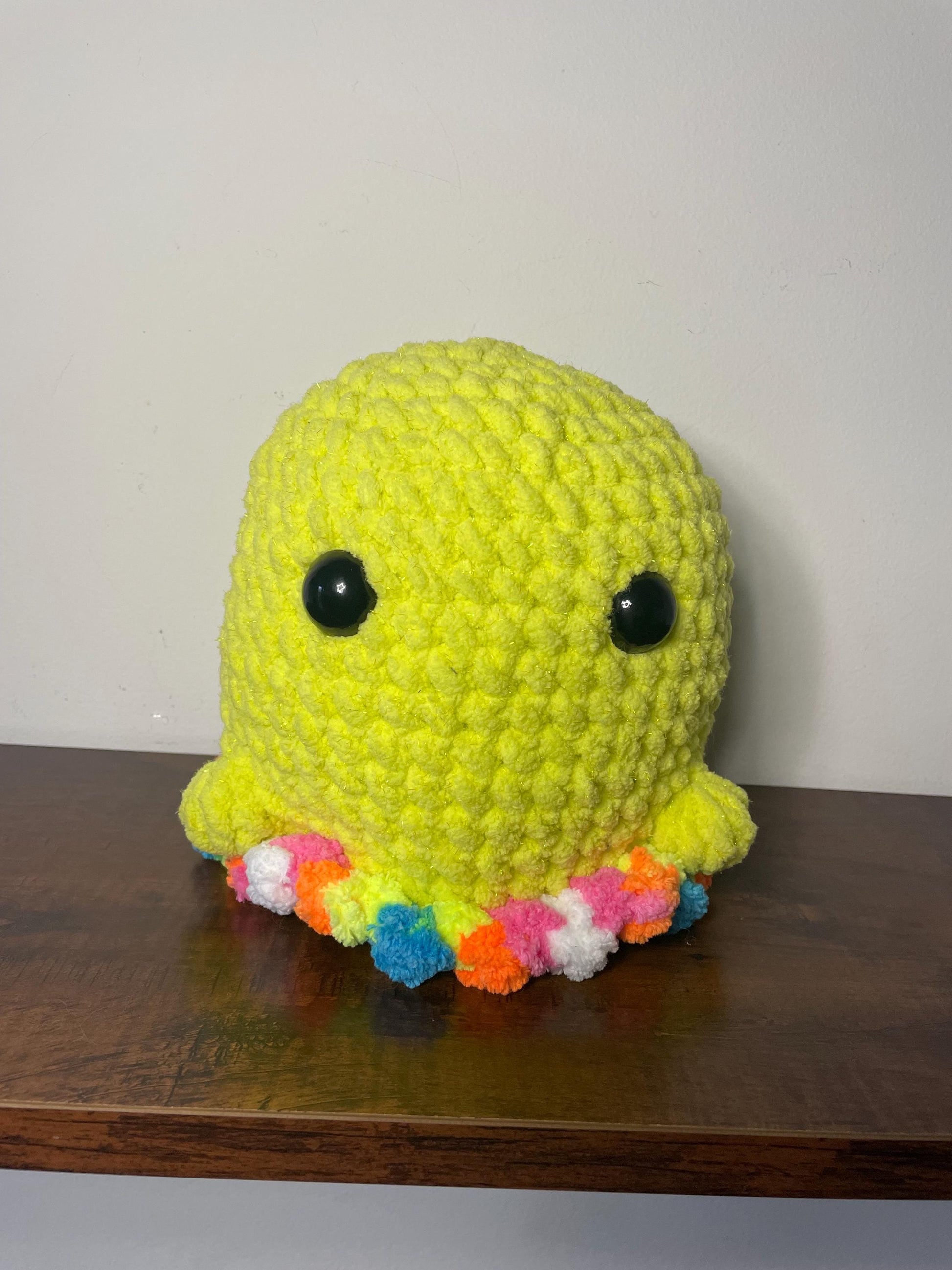 Handmade Crochet Ghost Buddy Plush / Multicolor Amigurumi Unique Gift