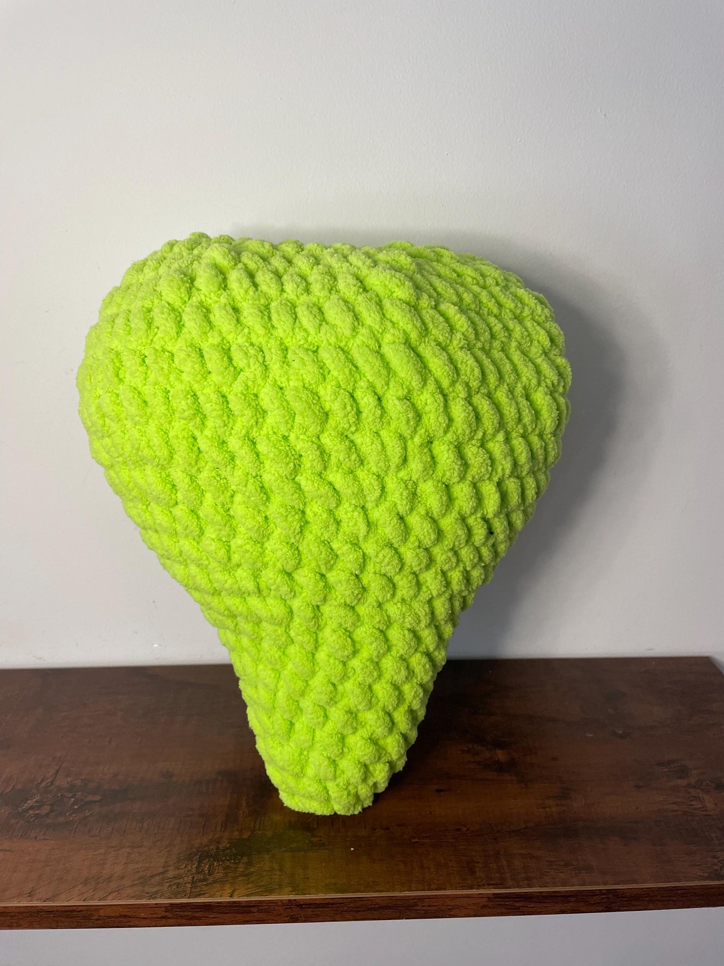 Handmade Chunky Crochet Alien Head Throw Pillow / Unique Weird Space Home Decor