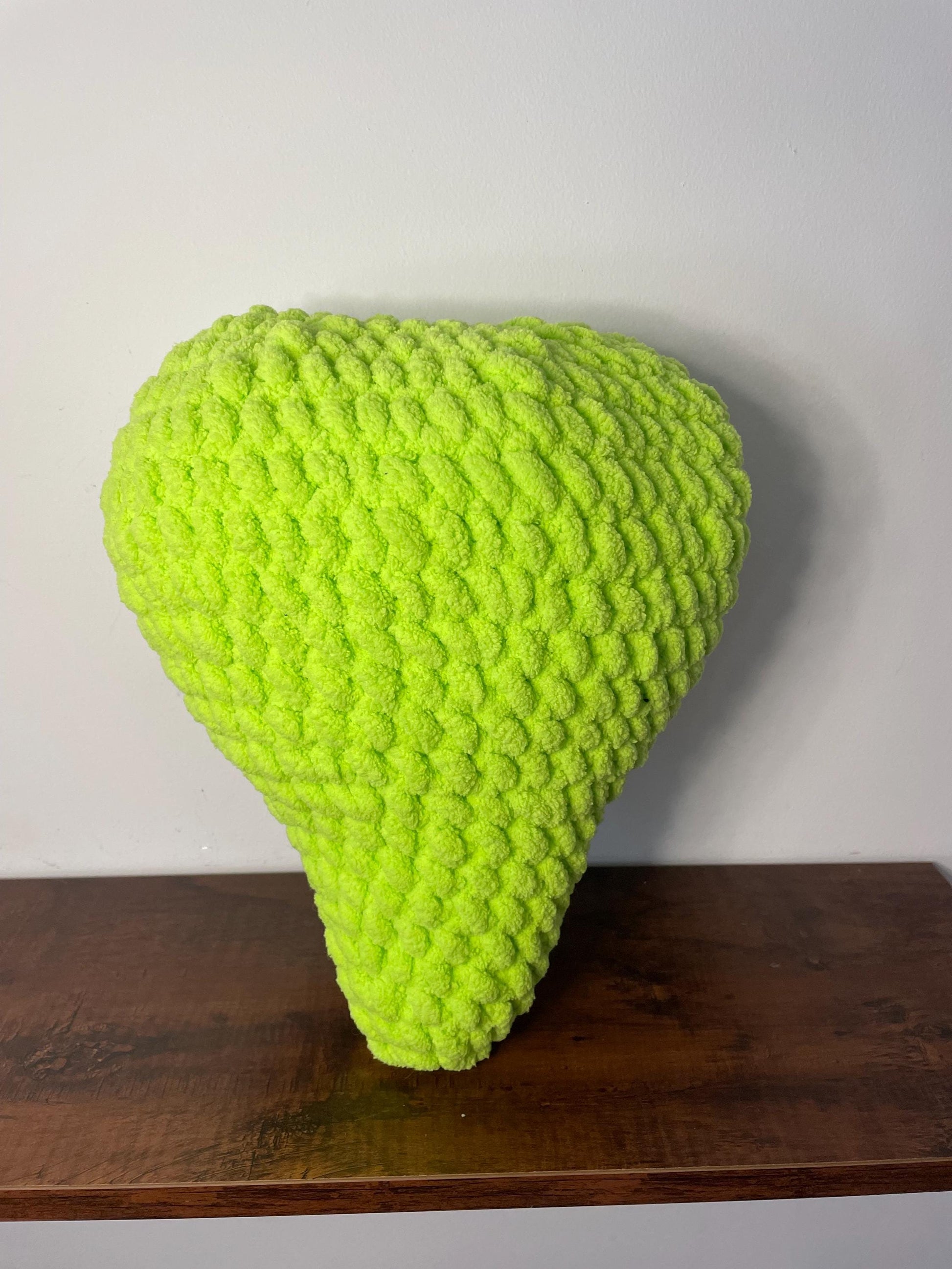 Handmade Chunky Crochet Alien Head Throw Pillow / Unique Weird Space Home Decor