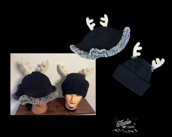 DIGITAL PDF DOWNLOAD* Crochet Pattern 4 in 1 Wendigo Bucket Hat and Beanie