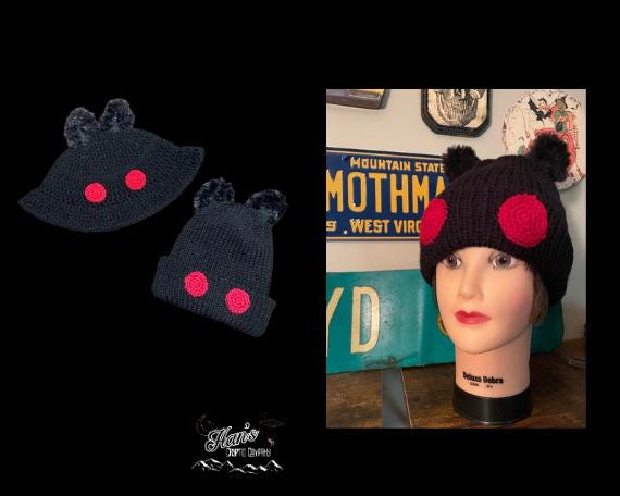 DIGITAL PDF DOWNLOAD* Crochet Pattern 4 in 1 Mothman Bucket Hat and Beanie