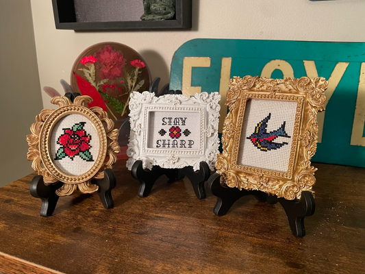 Cross Stitch Framed Tattoo Flash Minis