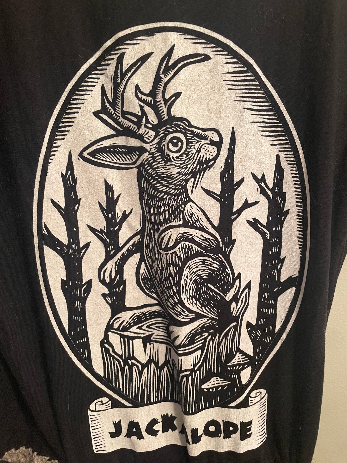 Cryptid Thrifted Upcycled Jackalope Tshirt Dress Size Small