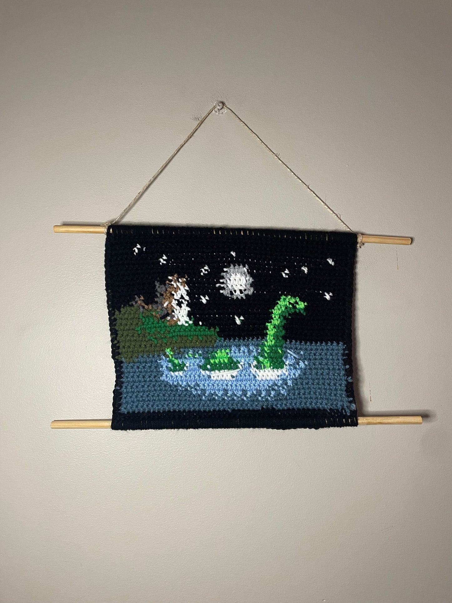 Crochet Moonlight Nessie Hanging Tapestry
