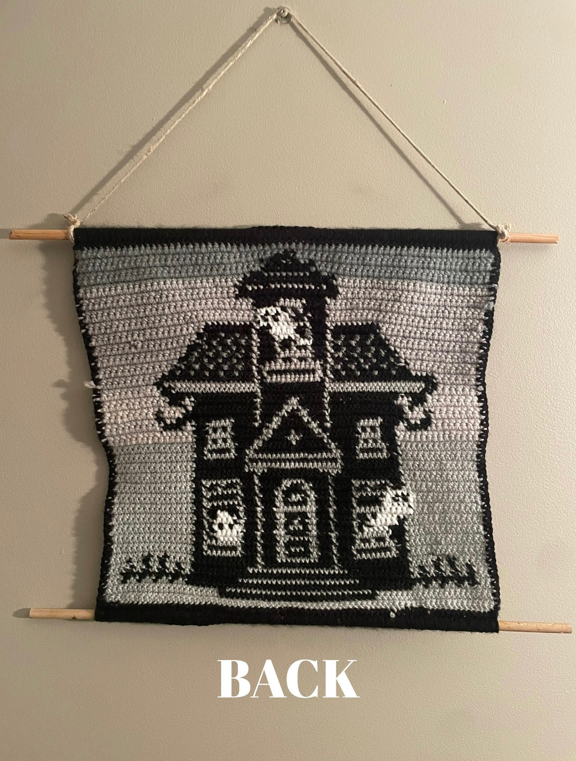 Crochet Haunted House Hanging Tapestry