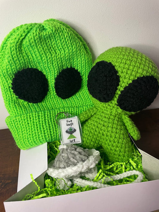 Crochet and Cross Stitch Alien Gift Set