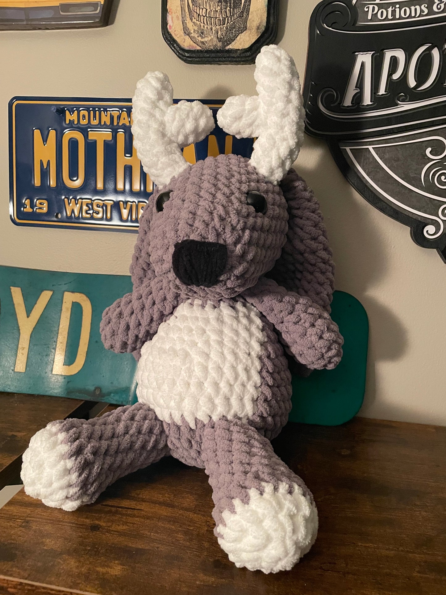 Crochet Big Jackalope Snuggler Plush