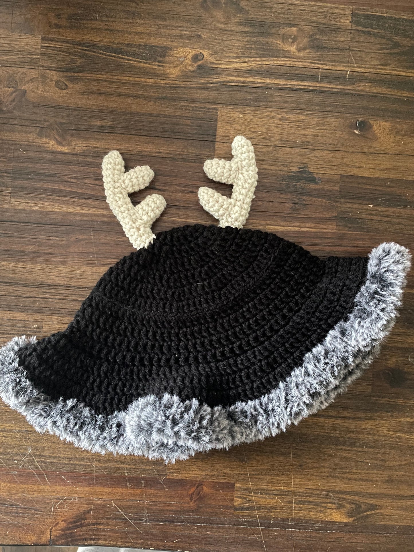 Crochet Wendigo Fur Trim Bucket Hat