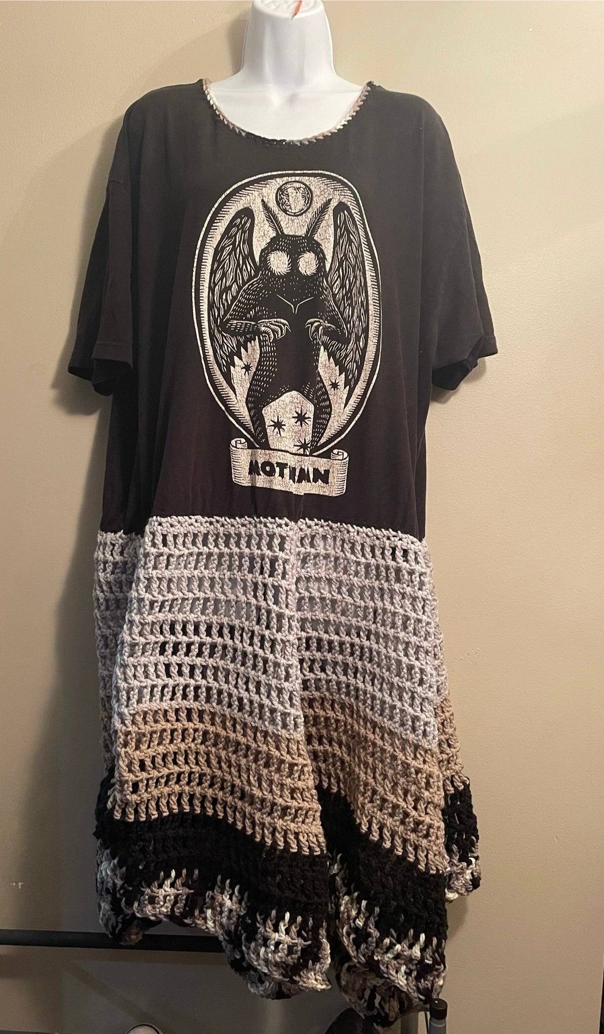 Cryptid Thrifted Upcycled Mothman Tshirt Dress Size 2XL