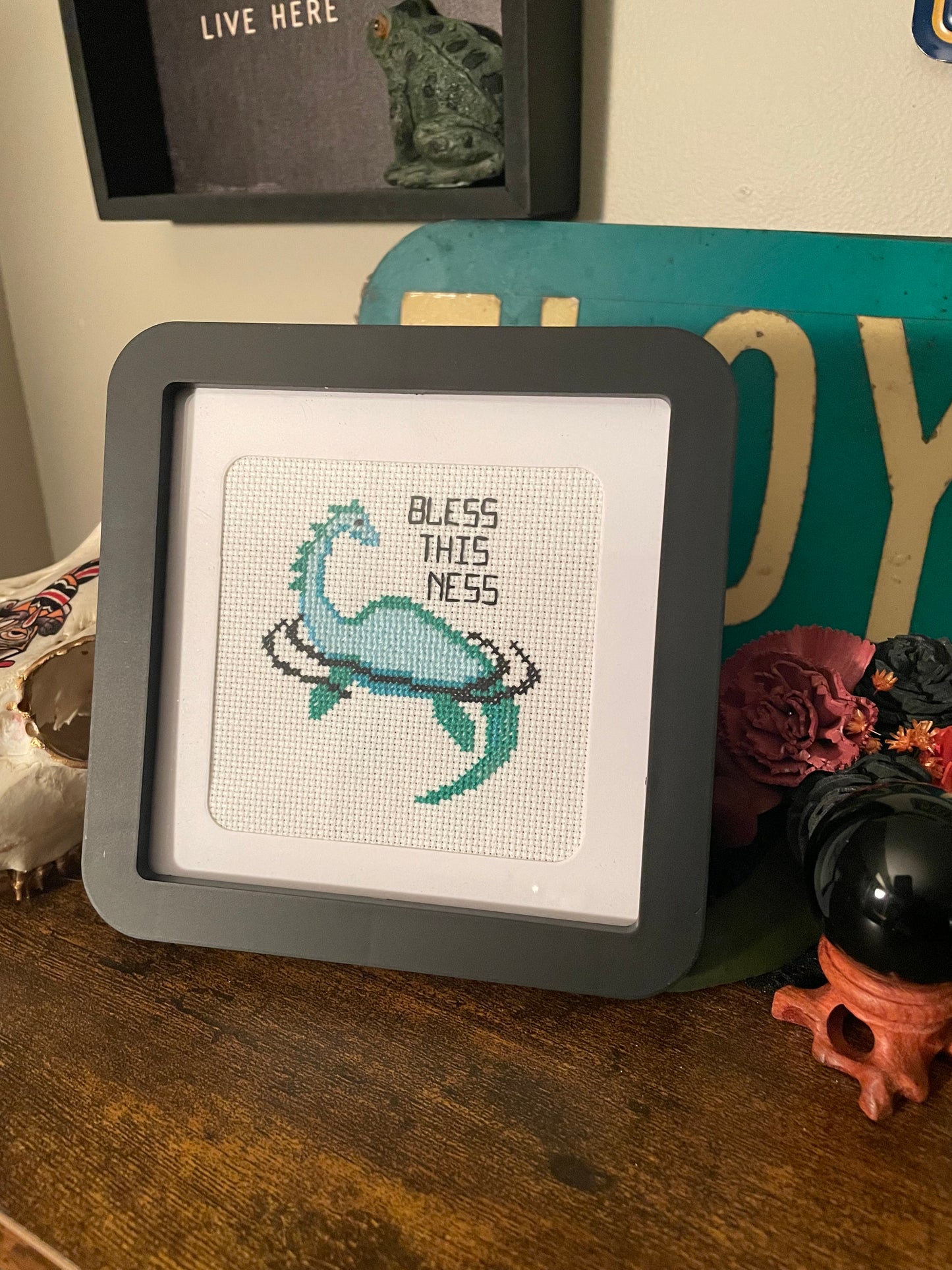 Bless This Ness Framed Cross Stitch