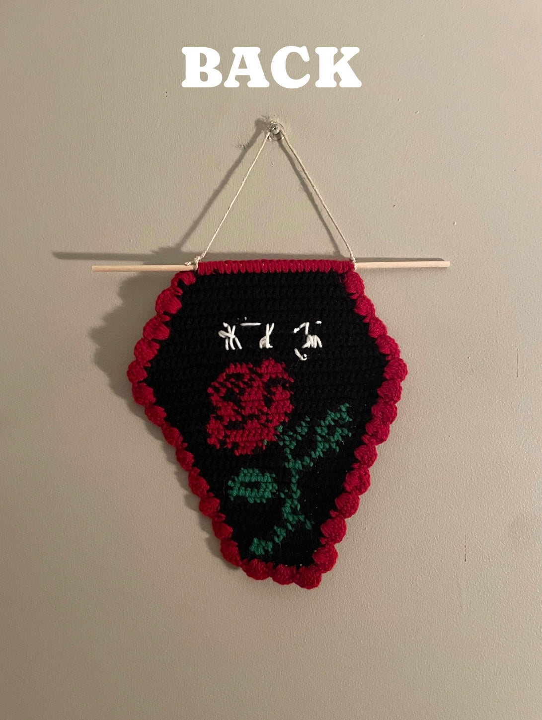 Crochet Rose Coffin Hanging Tapestry