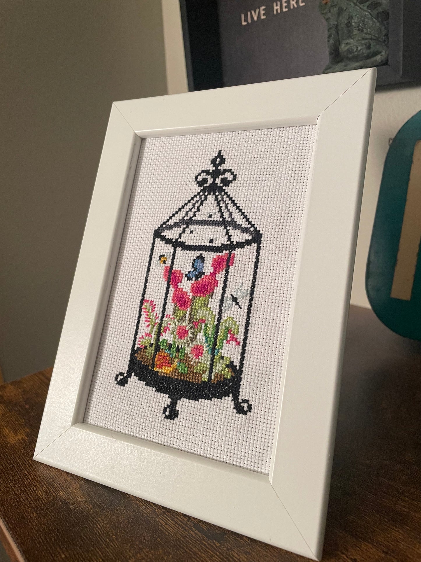 Cross Stitch Carnivorous Plants Framed