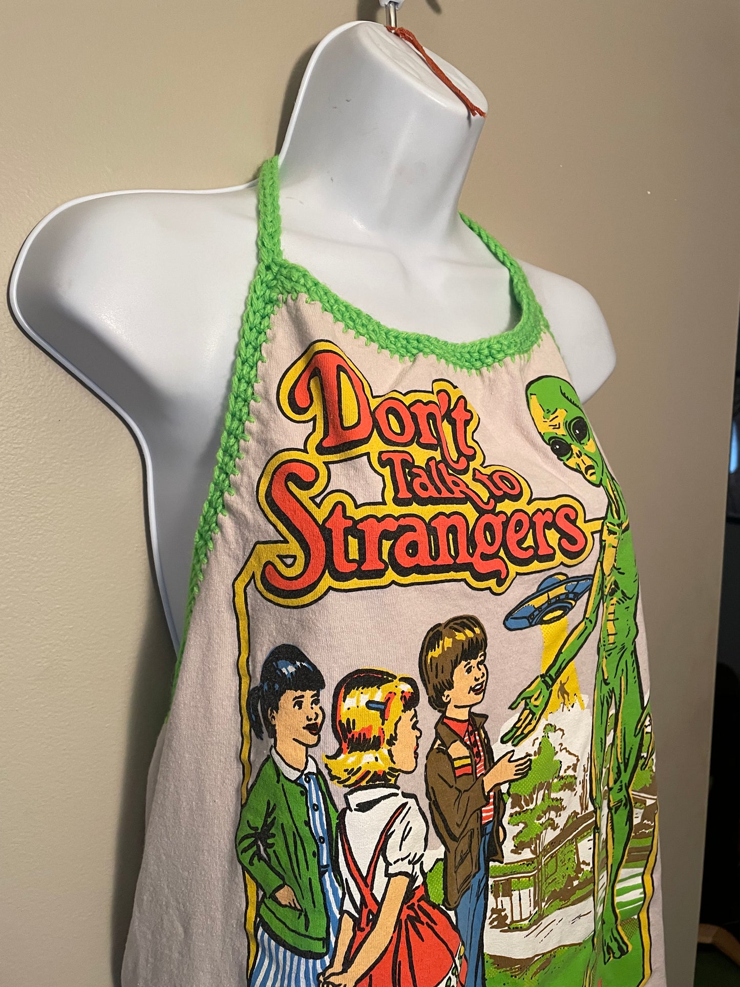 Cryptid Thrifted Upcycled Don’t Talk To Strangers Halter Top Size M/L