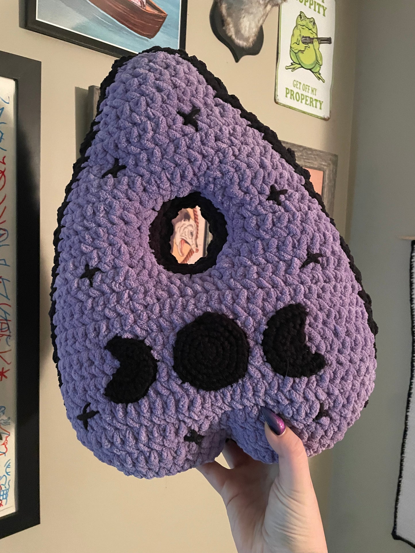 Crochet Ouija Board Planchette Pillow