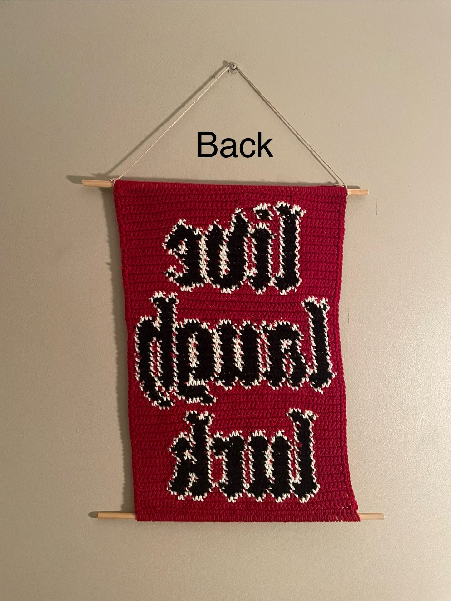 Crochet Live Laugh Lurk Hanging Tapestry