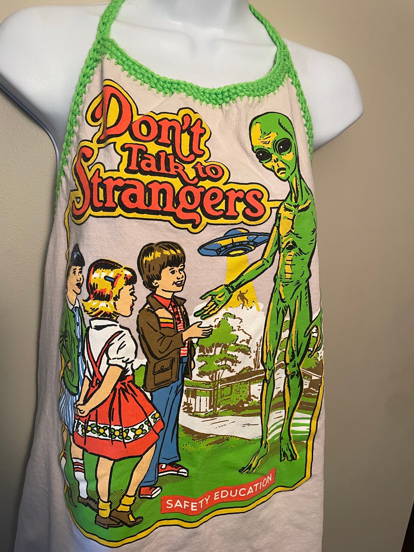 Cryptid Thrifted Upcycled Don’t Talk To Strangers Halter Top Size M/L
