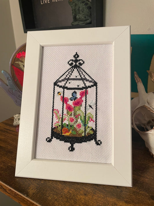 Cross Stitch Carnivorous Plants Framed