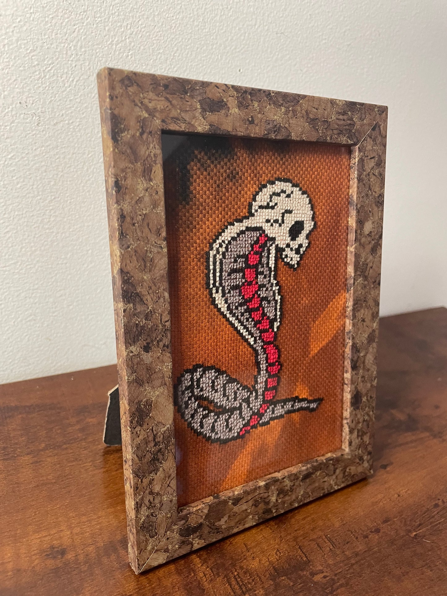 Cross Stitch Cobra Skull Framed