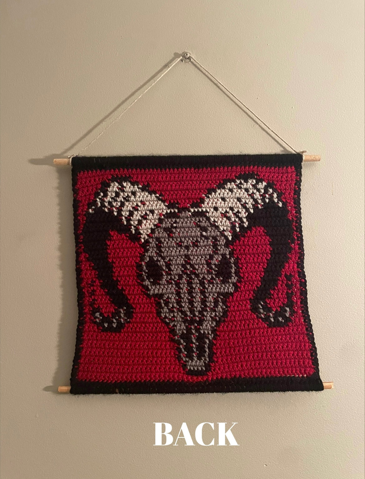 Crochet Ram Skull Hanging Tapestry