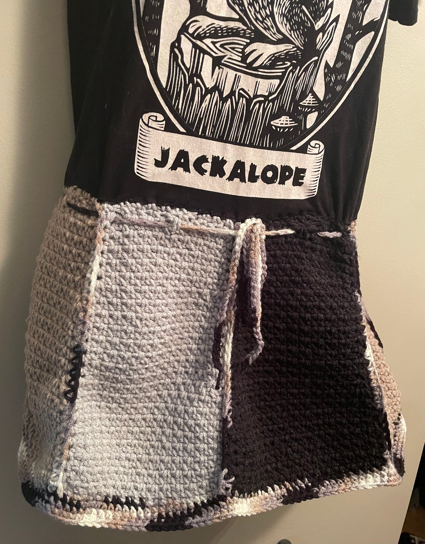 Cryptid Thrifted Upcycled Jackalope Tshirt Dress Size Small