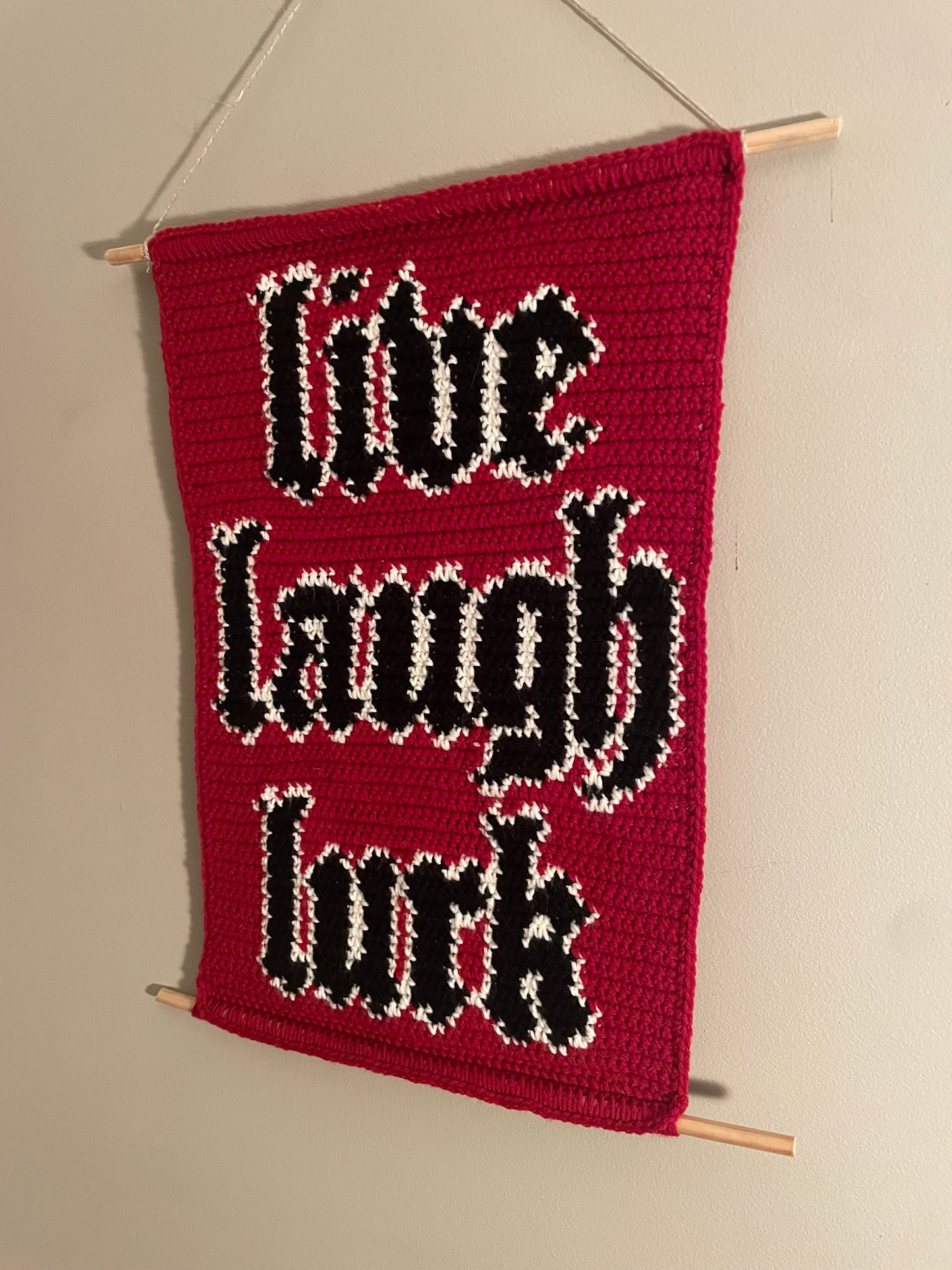 Crochet Live Laugh Lurk Hanging Tapestry