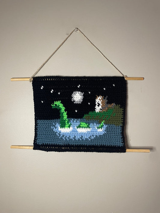 Crochet Moonlight Nessie Hanging Tapestry