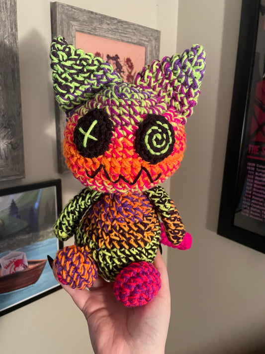 Crochet Neon Blacklight Zombie Kitty Plush
