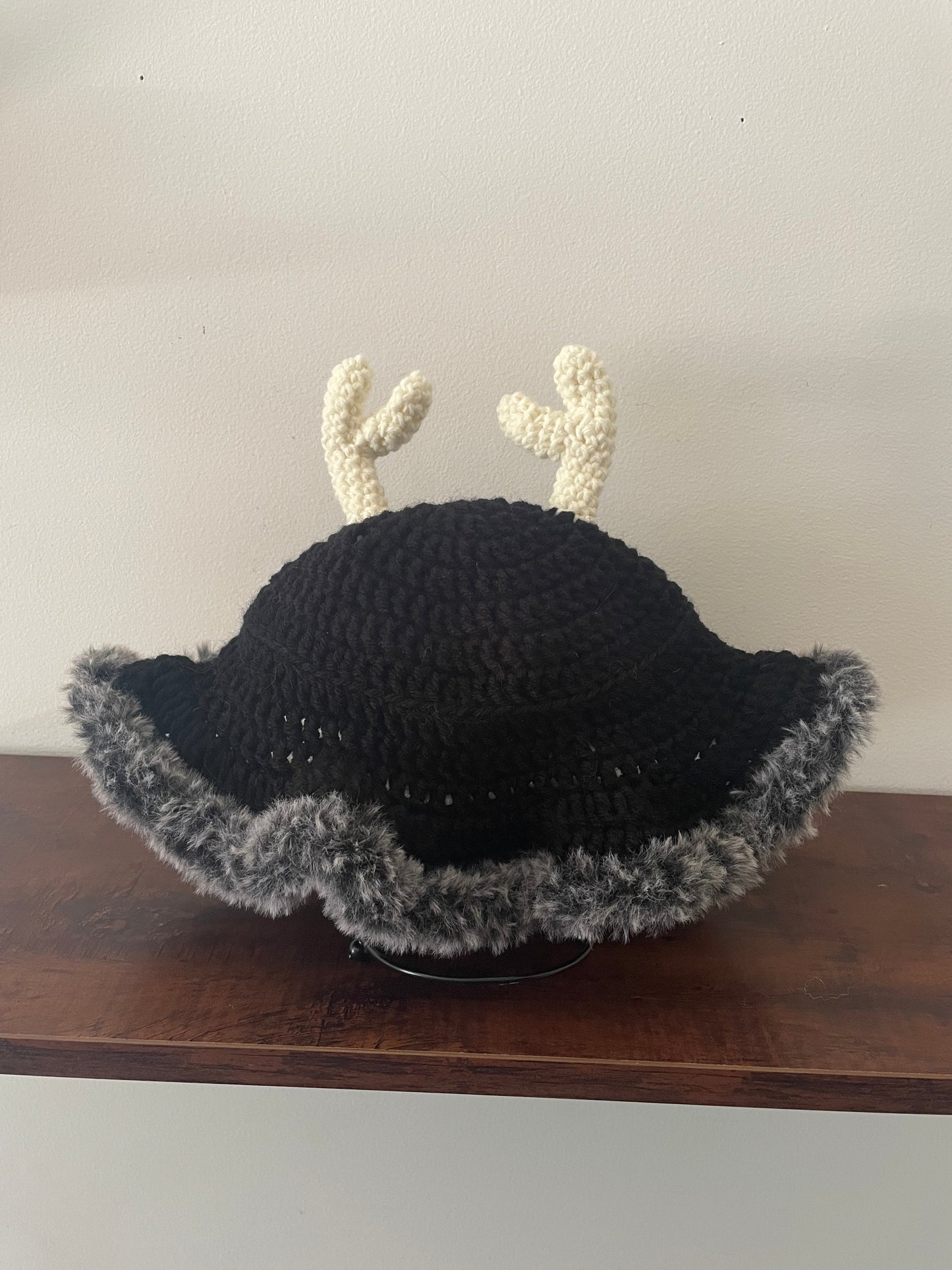 Crochet Wendigo Fur Trim Bucket Hat