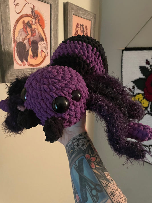 Crochet Purple Furry Leg Spider Plush