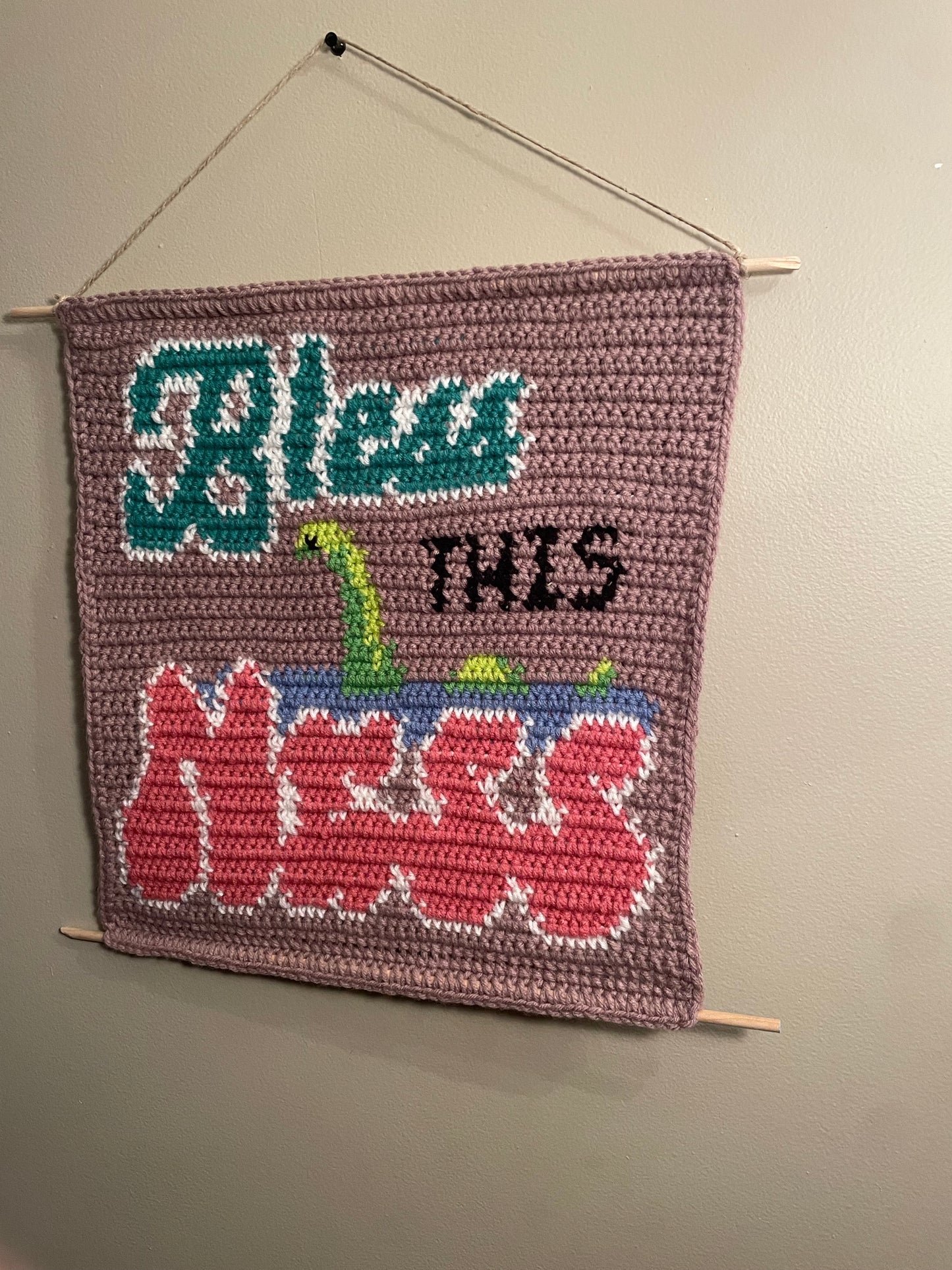 Crochet Bless This Ness Hanging Tapestry